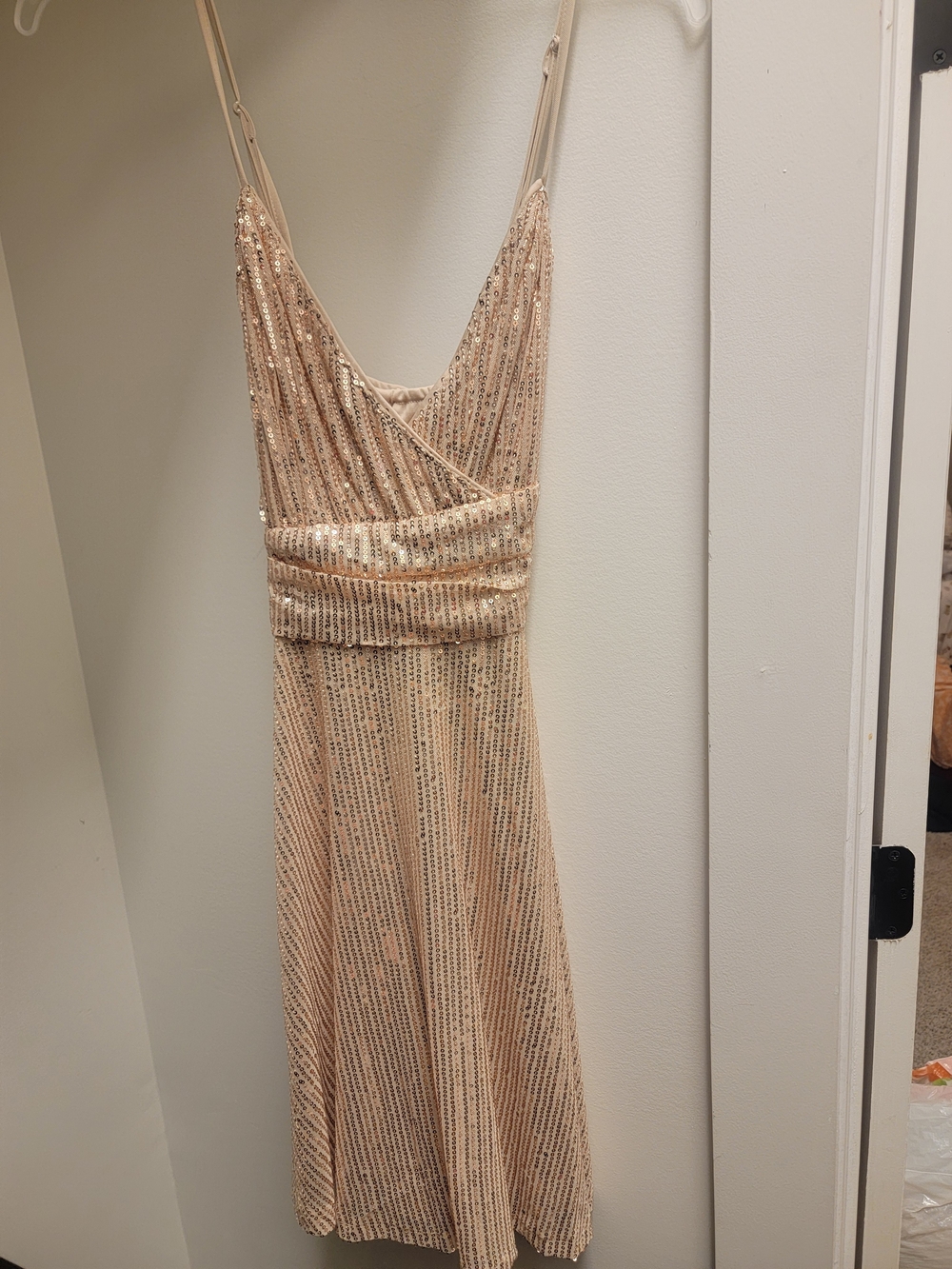 NEW NEVER WORN size Med Sequin Wrap Midi Dress - Rose Gold